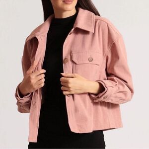 AVEC LES FILLES Relaxed Corduroy Shacket Dusty Rose Pink Women’s Size Small